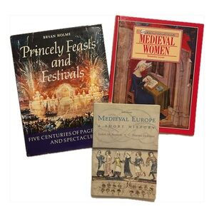 🍎 3 Medieval Books on European History Pageantry Feasts Festivals Role of Women
